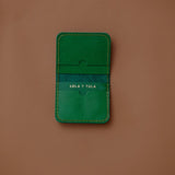 LEATHER CARDHOLDER WALLET // EMERALD - TLW Shoes