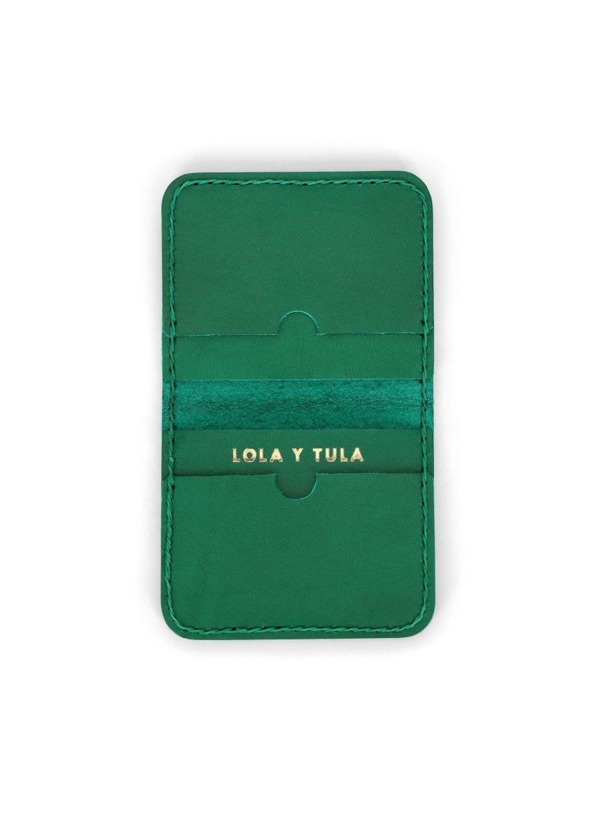 LEATHER CARDHOLDER WALLET // EMERALD - TLW Shoes