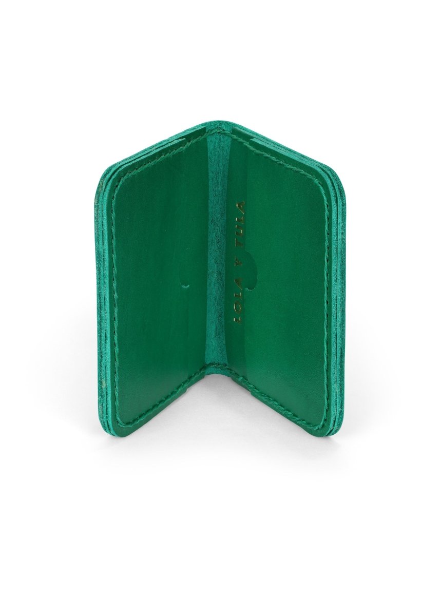 LEATHER CARDHOLDER WALLET // EMERALD - TLW Shoes