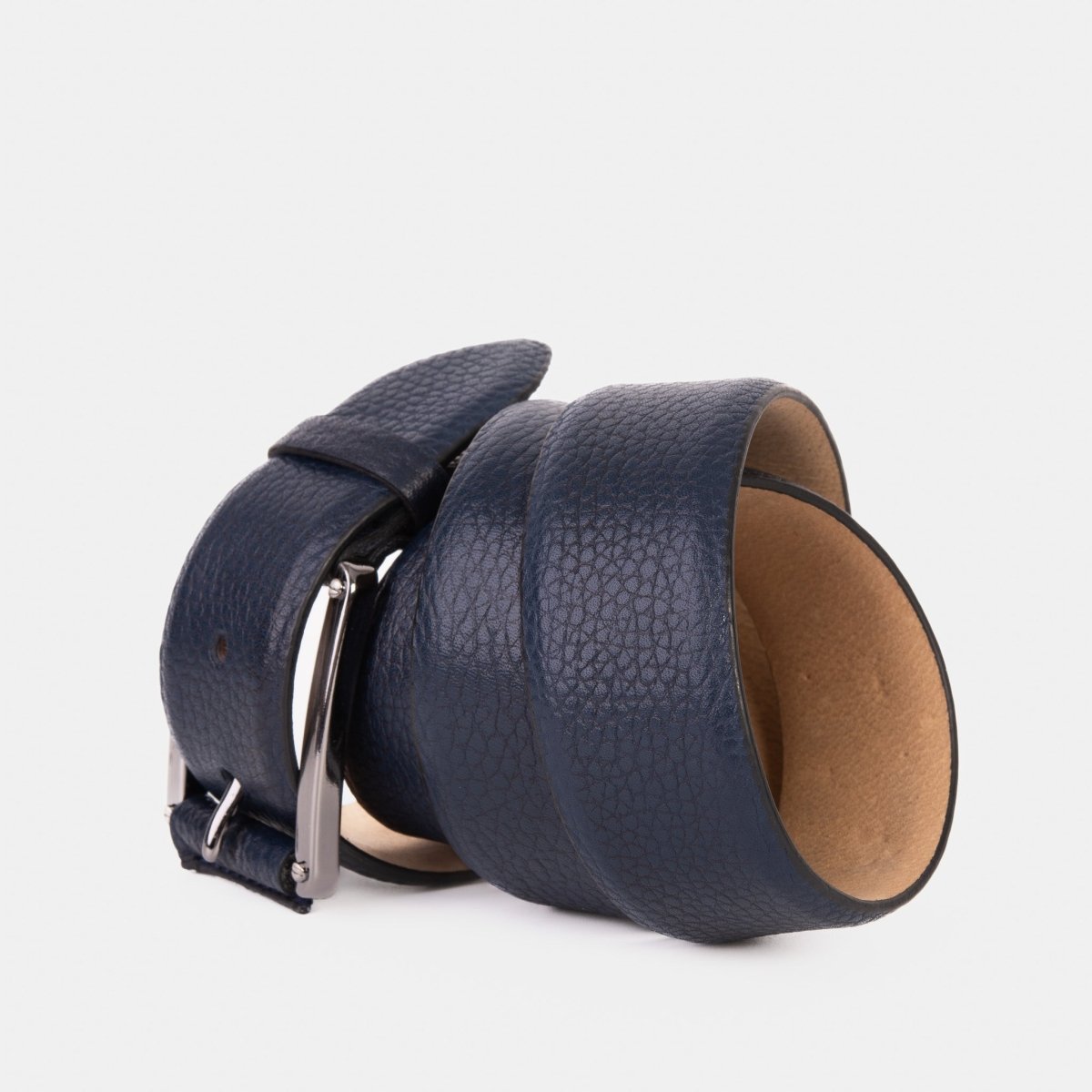The Draco Navy Calfskin Belt - TLW Shoes