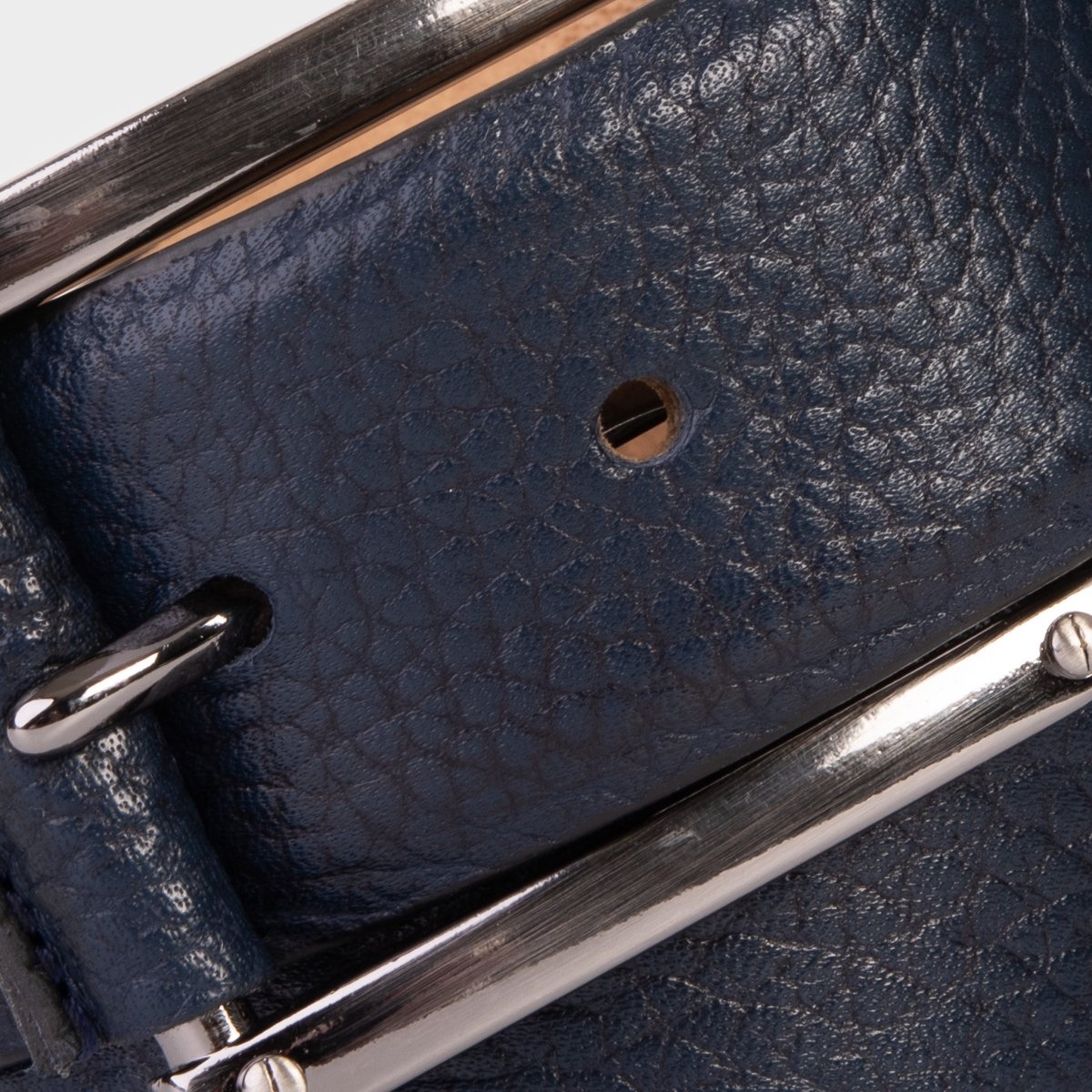 The Draco Navy Calfskin Belt - TLW Shoes
