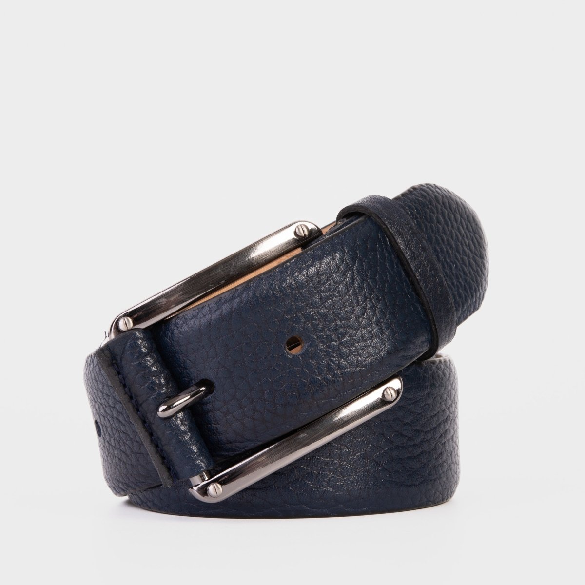 The Draco Navy Calfskin Belt - TLW Shoes