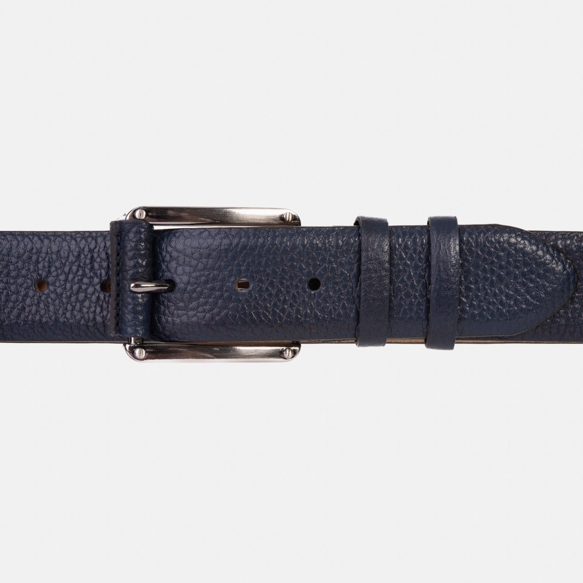 The Draco Navy Calfskin Belt - TLW Shoes