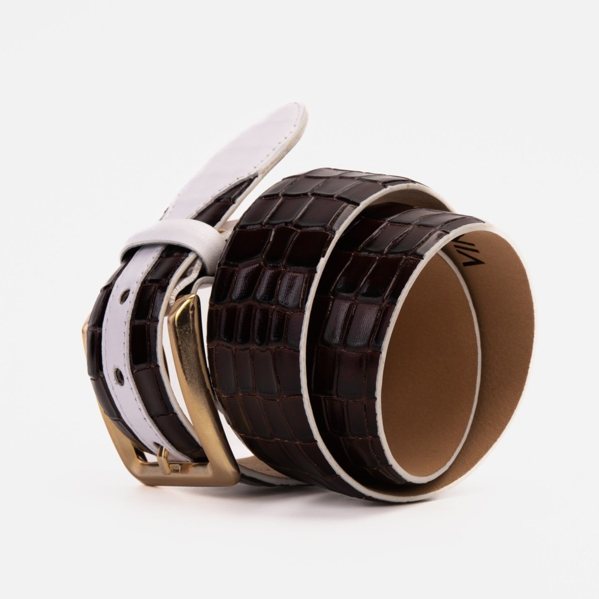 The Bellagio Brown & White Leather Belt - TLW Shoes