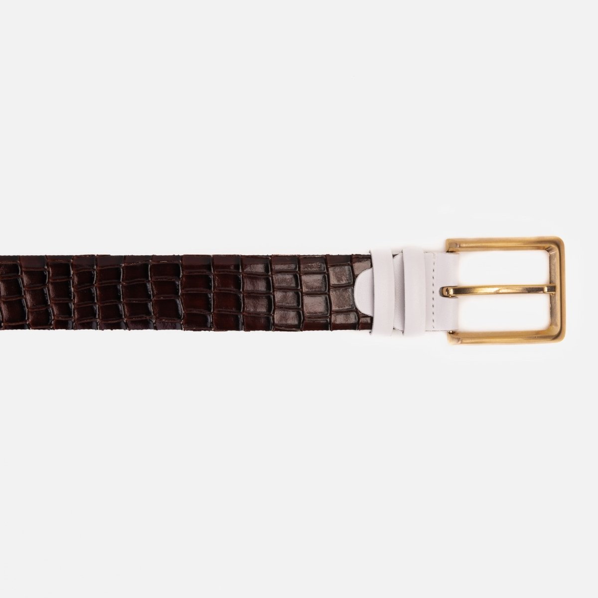 The Bellagio Brown & White Leather Belt - TLW Shoes