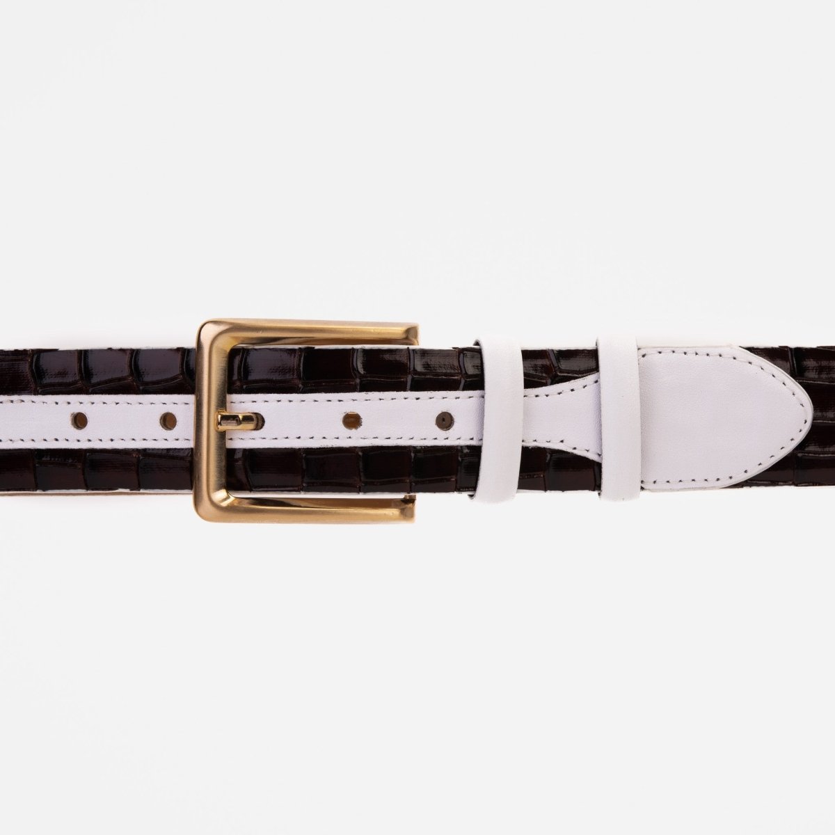 The Bellagio Brown & White Leather Belt - TLW Shoes
