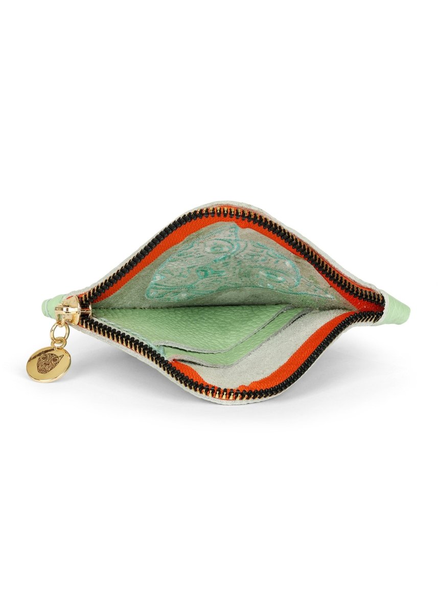JAGUAR EMBROIDERED ZIP AROUND WALLET // MINT - TLW Shoes