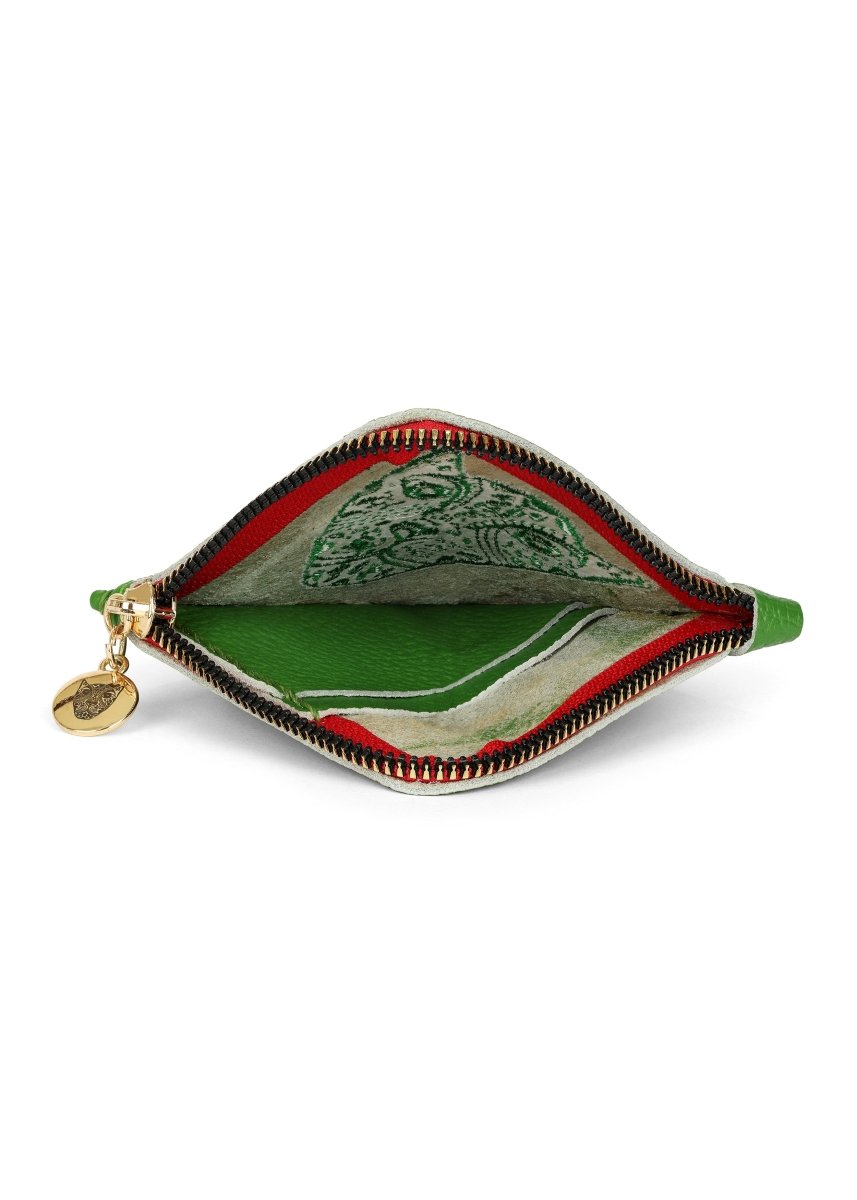 JAGUAR EMBROIDERED ZIP AROUND WALLET // GREEN - TLW Shoes