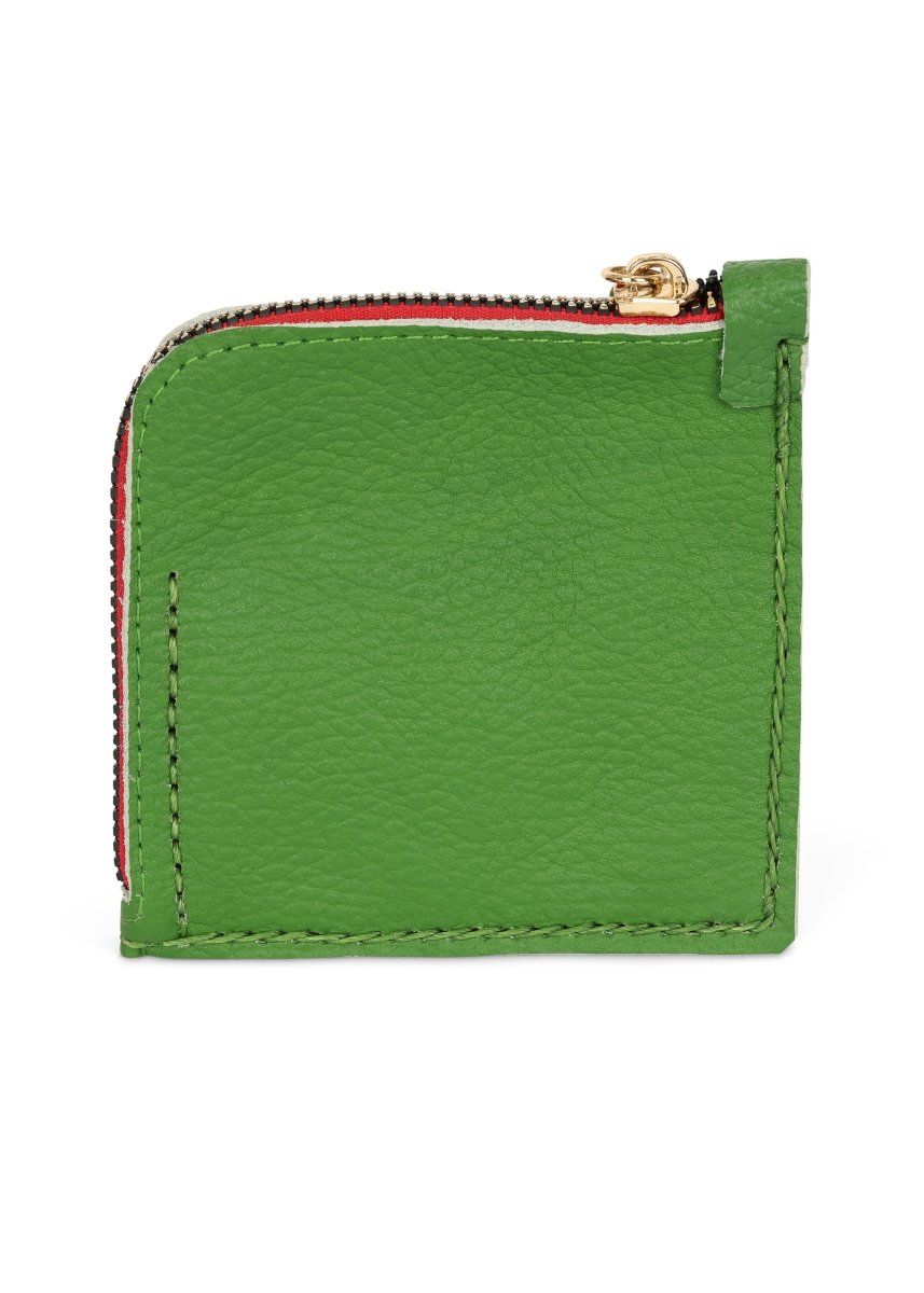 JAGUAR EMBROIDERED ZIP AROUND WALLET // GREEN - TLW Shoes