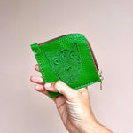 JAGUAR EMBROIDERED ZIP AROUND WALLET // GREEN - TLW Shoes