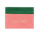 JAGUAR LEATHER CARD HOLDER WALLET // PINK + GREEN - TLW Shoes