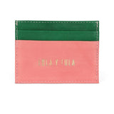 JAGUAR LEATHER CARD HOLDER WALLET // PINK + GREEN - TLW Shoes