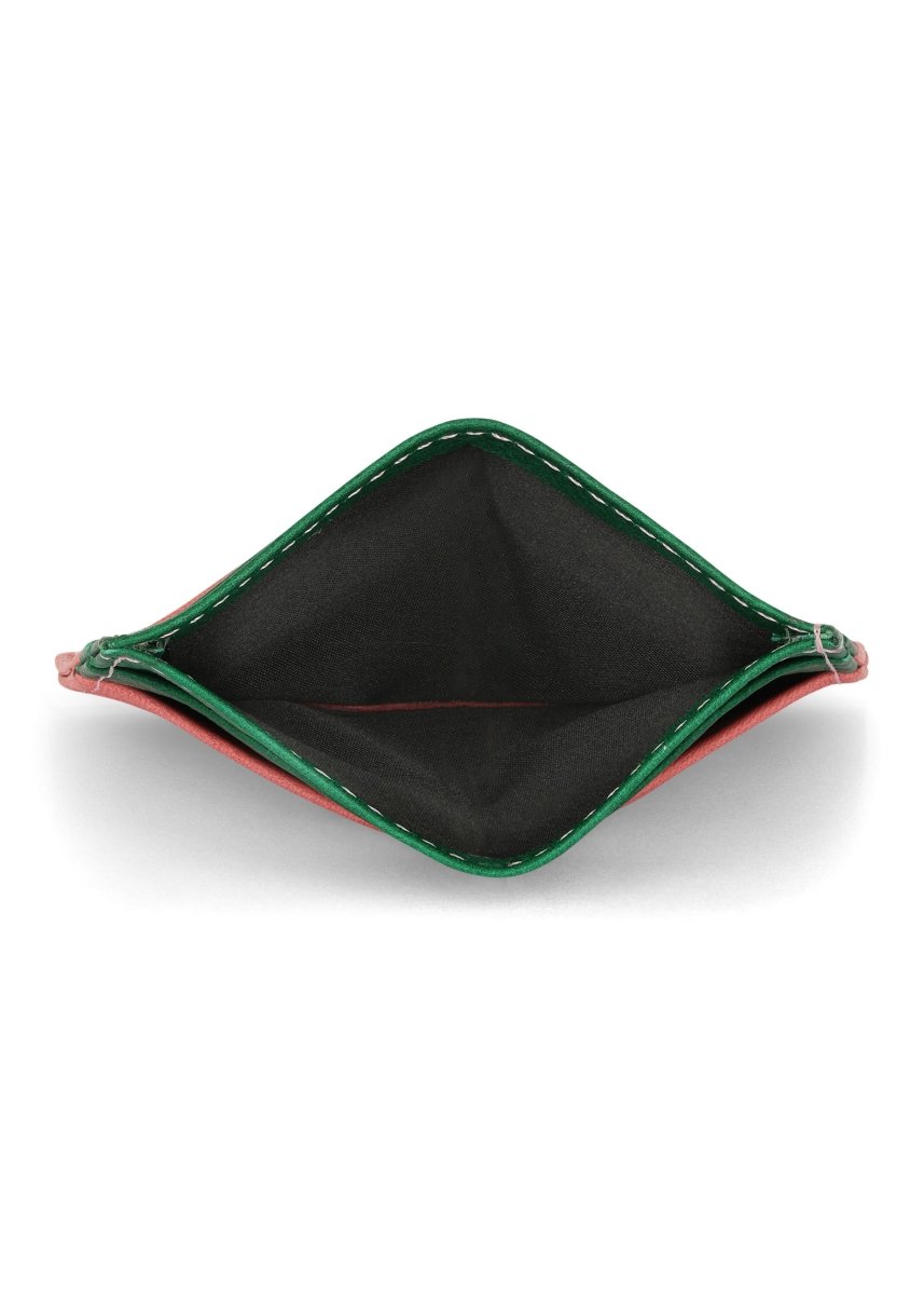 JAGUAR LEATHER CARD HOLDER WALLET // PINK + GREEN - TLW Shoes