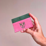 JAGUAR LEATHER CARD HOLDER WALLET // PINK + GREEN - TLW Shoes