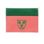 JAGUAR LEATHER CARD HOLDER WALLET // PINK + GREEN - TLW Shoes