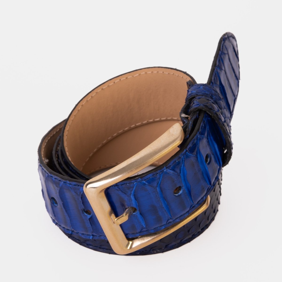 The Boss Navy Blue Pythn Snk Leather Belt - TLW Shoes