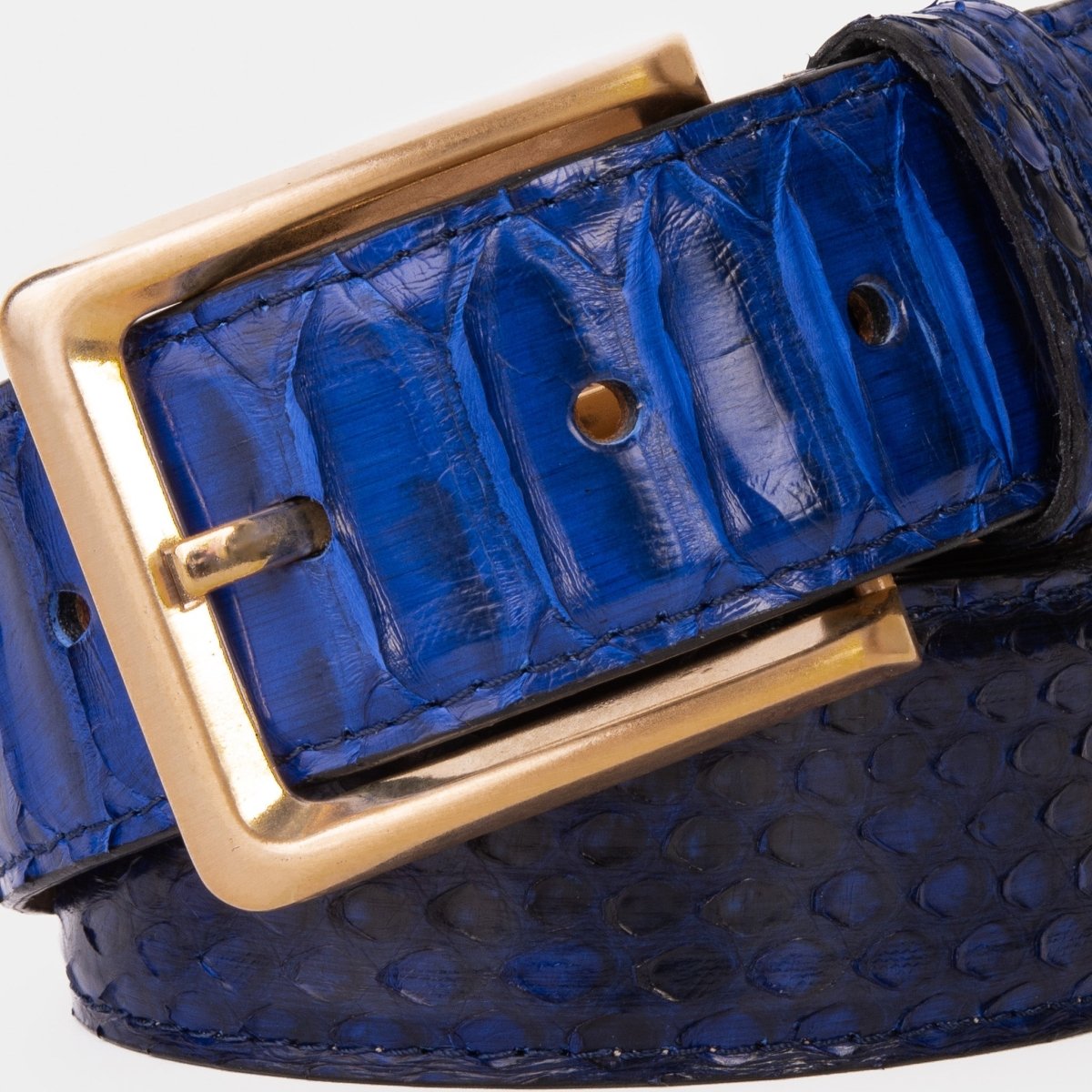 The Boss Navy Blue Pythn Snk Leather Belt - TLW Shoes