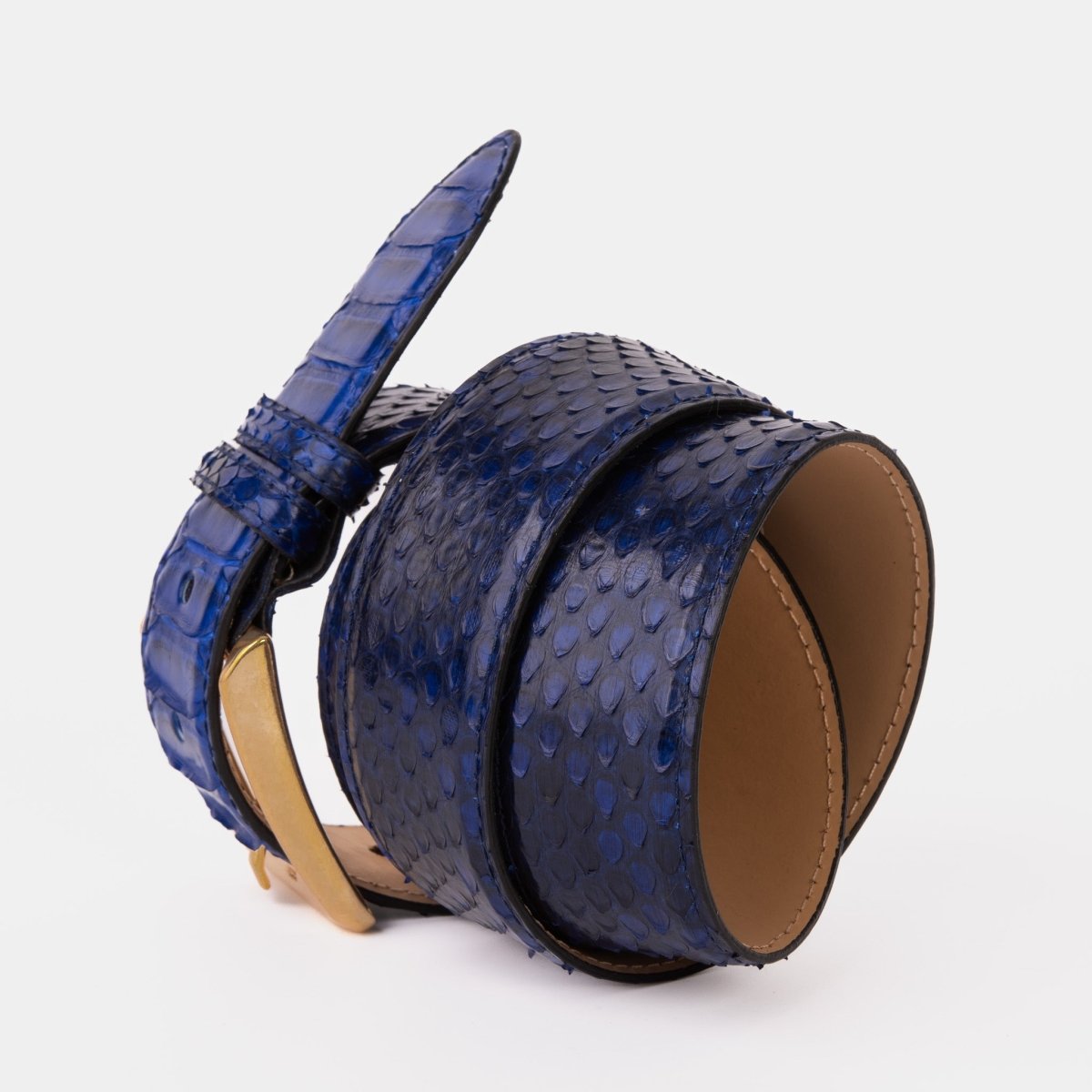 The Boss Navy Blue Pythn Snk Leather Belt - TLW Shoes