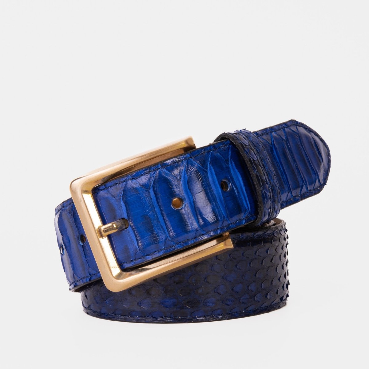 The Boss Navy Blue Pythn Snk Leather Belt - TLW Shoes