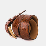 The Boss Tan Pythn Snk Leather Belt - TLW Shoes