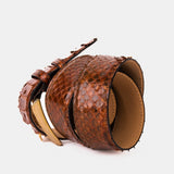 The Boss Tan Pythn Snk Leather Belt - TLW Shoes