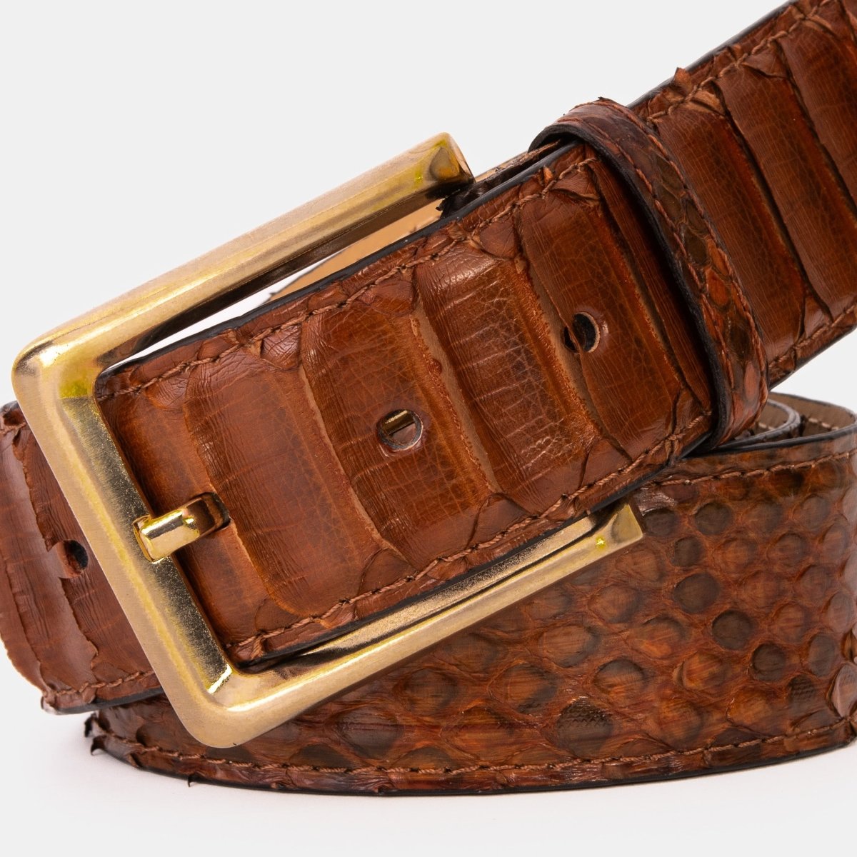 The Boss Tan Pythn Snk Leather Belt - TLW Shoes