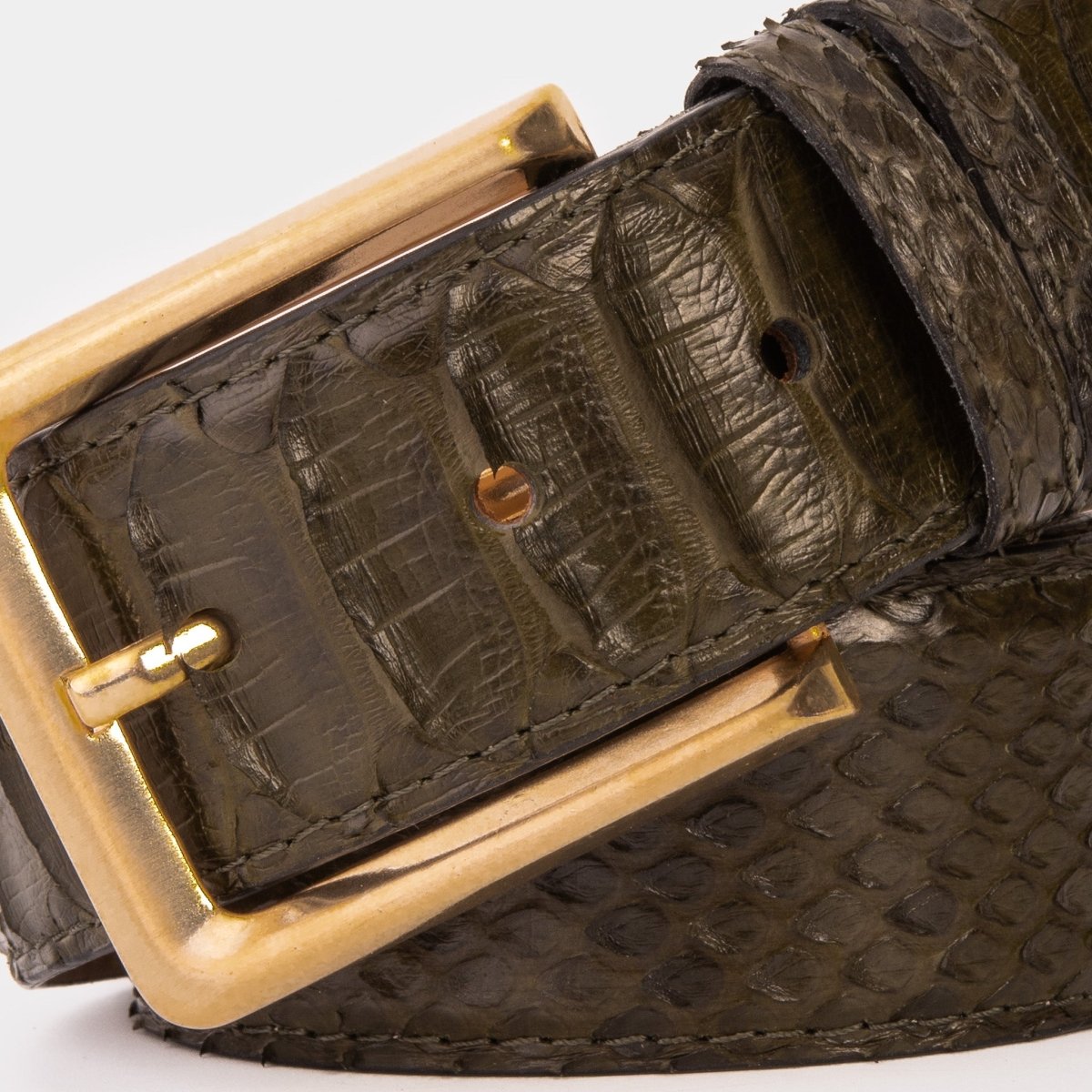 The Bethesda Green Pythn Snk Leather Belt - TLW Shoes