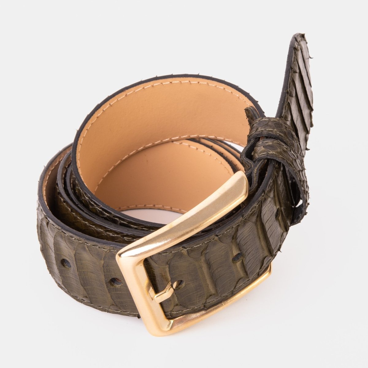The Bethesda Green Pythn Snk Leather Belt - TLW Shoes