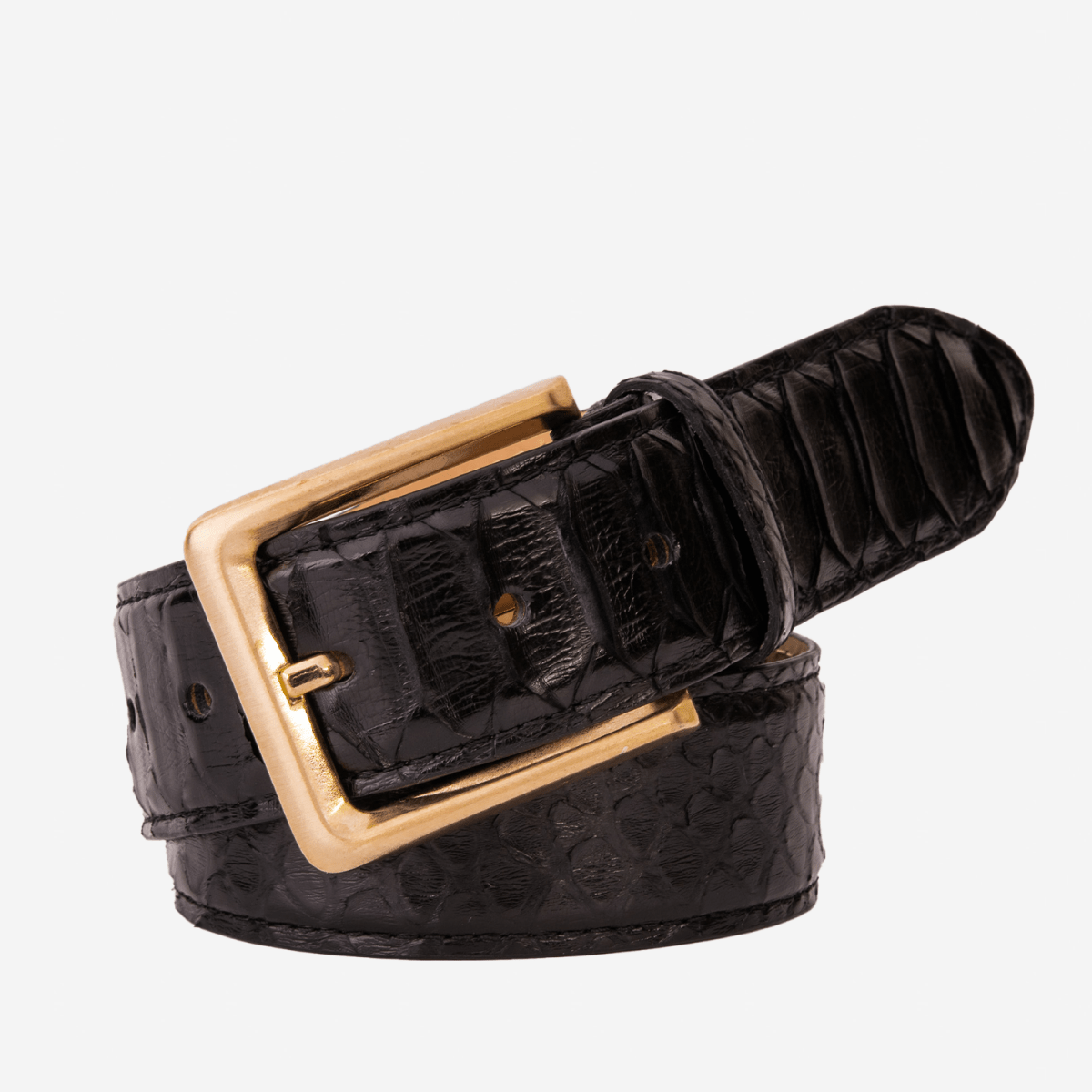 The Bethesda Black pythn Sneak Leather Belt - TLW Shoes