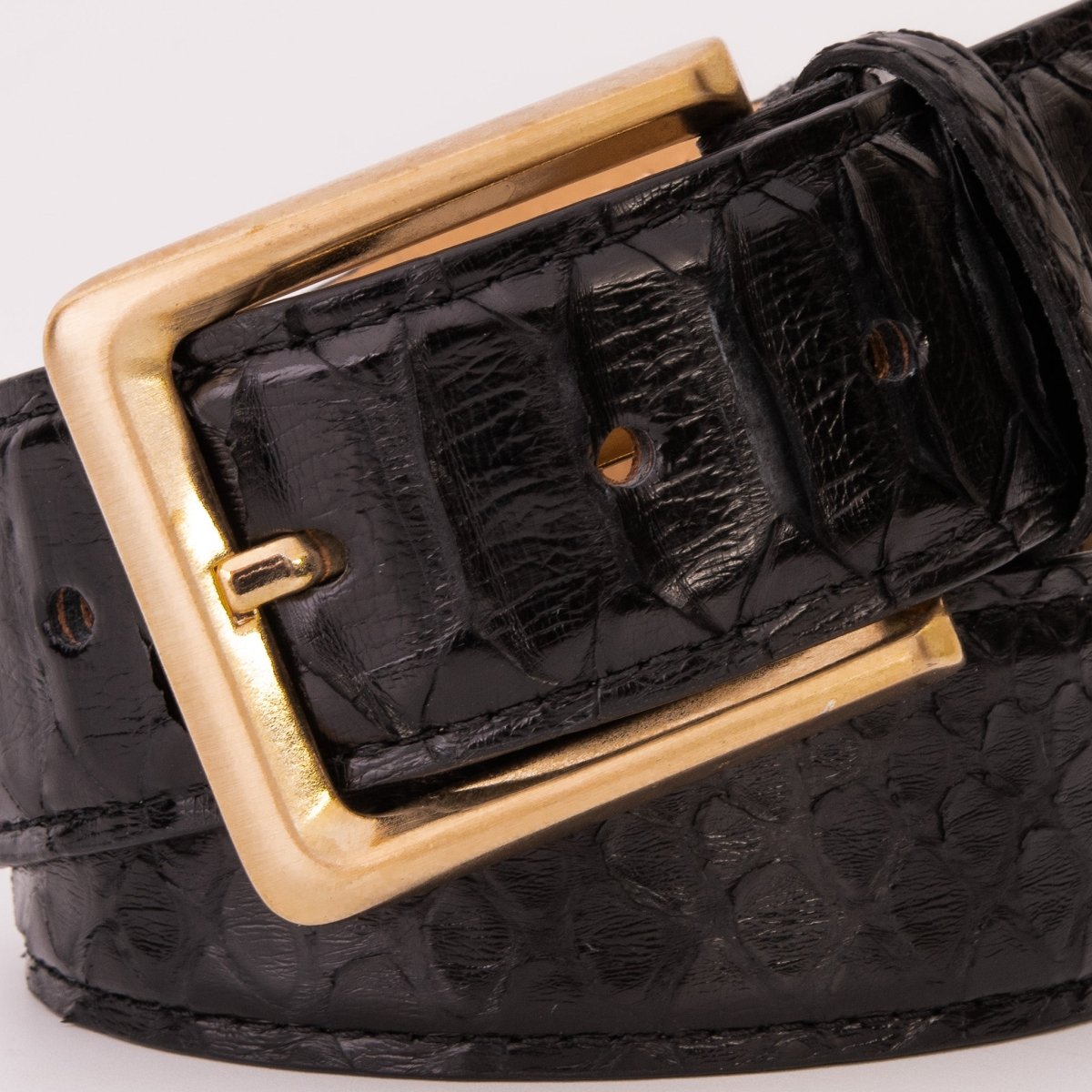 The Bethesda Black pythn Sneak Leather Belt - TLW Shoes