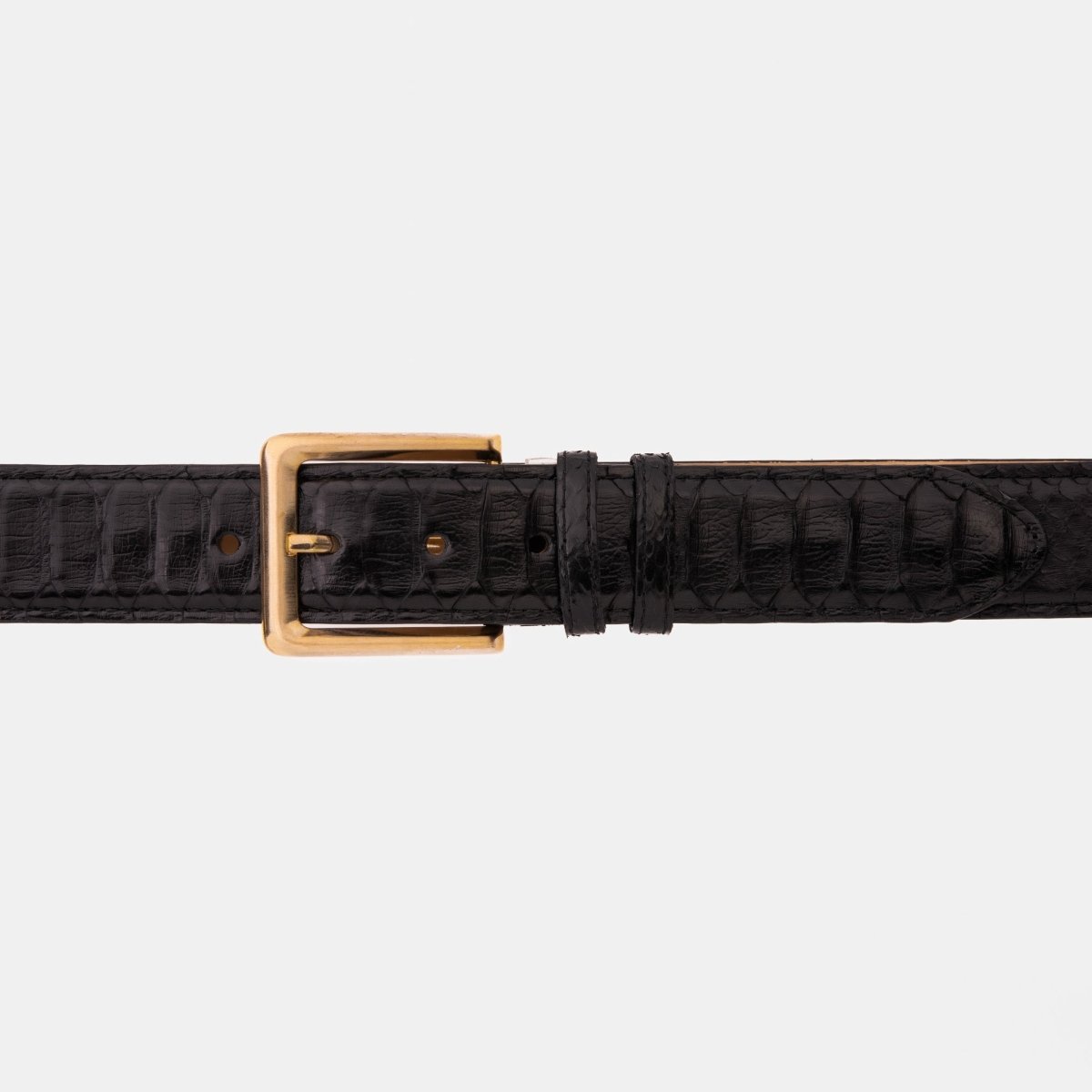 The Bethesda Black pythn Sneak Leather Belt - TLW Shoes