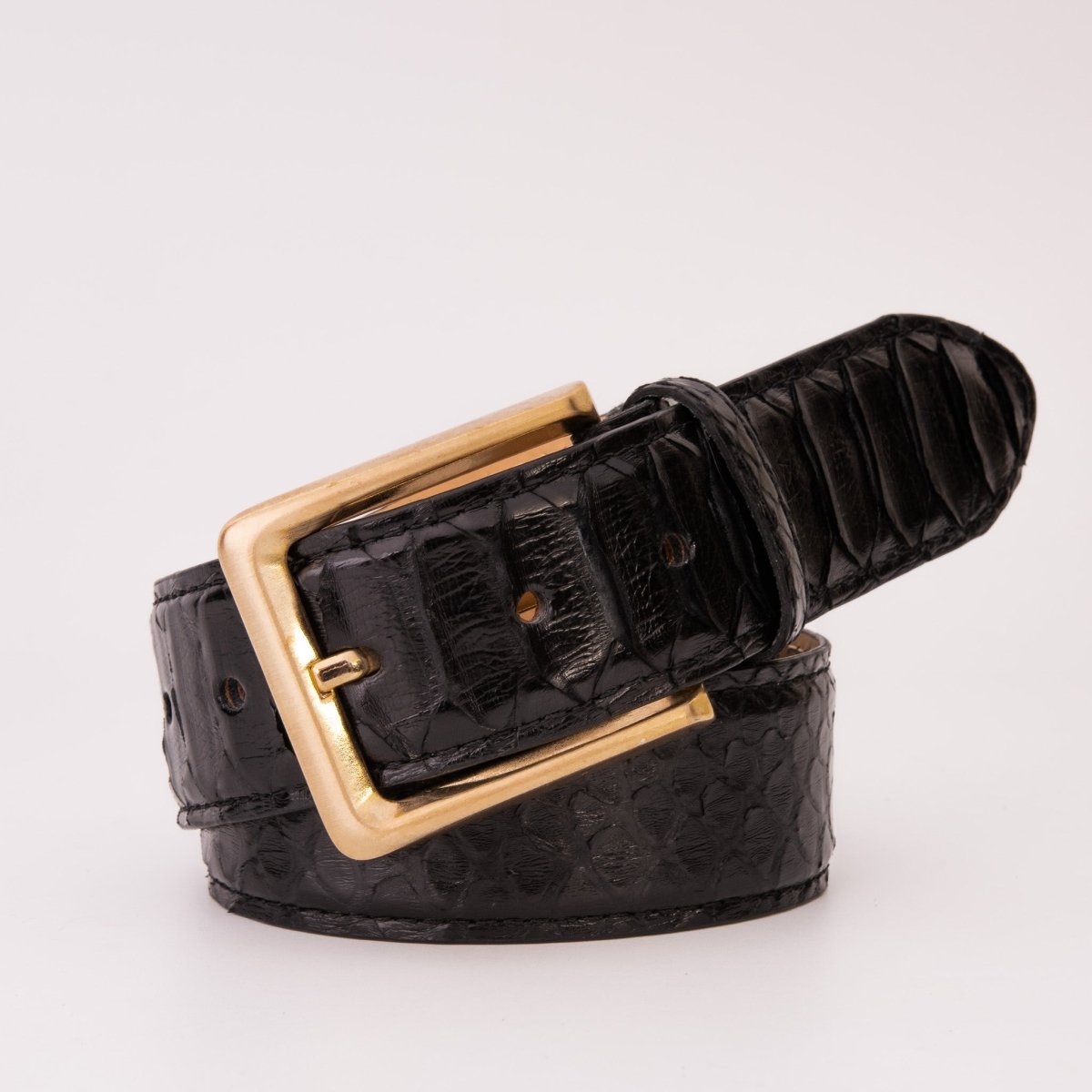 The Bethesda Black pythn Sneak Leather Belt - TLW Shoes