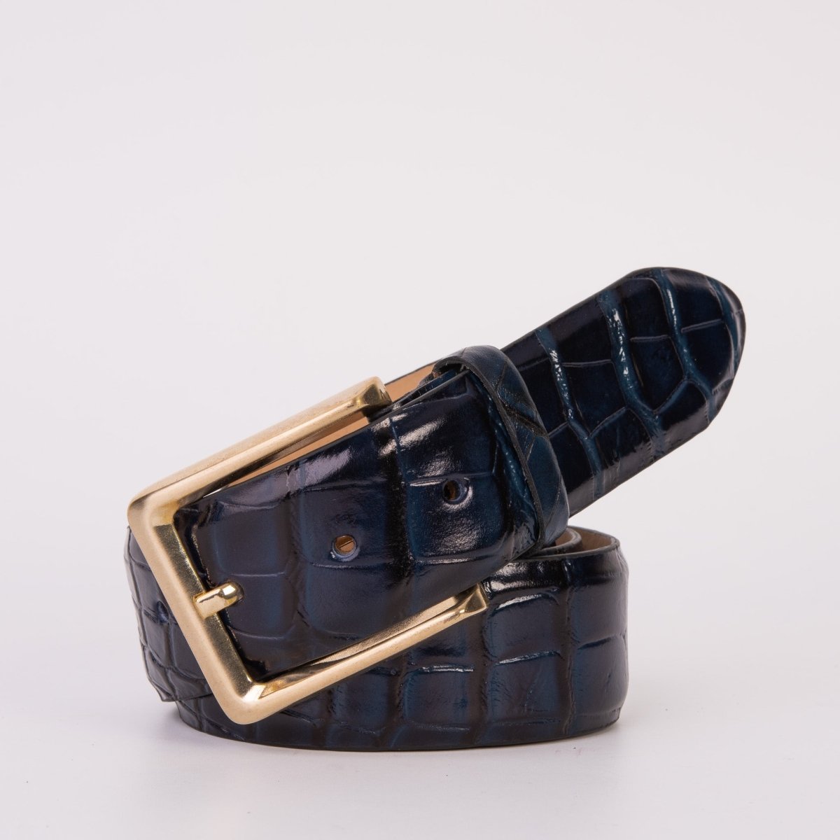 The Strat Navy Blue Leather Belt - TLW Shoes