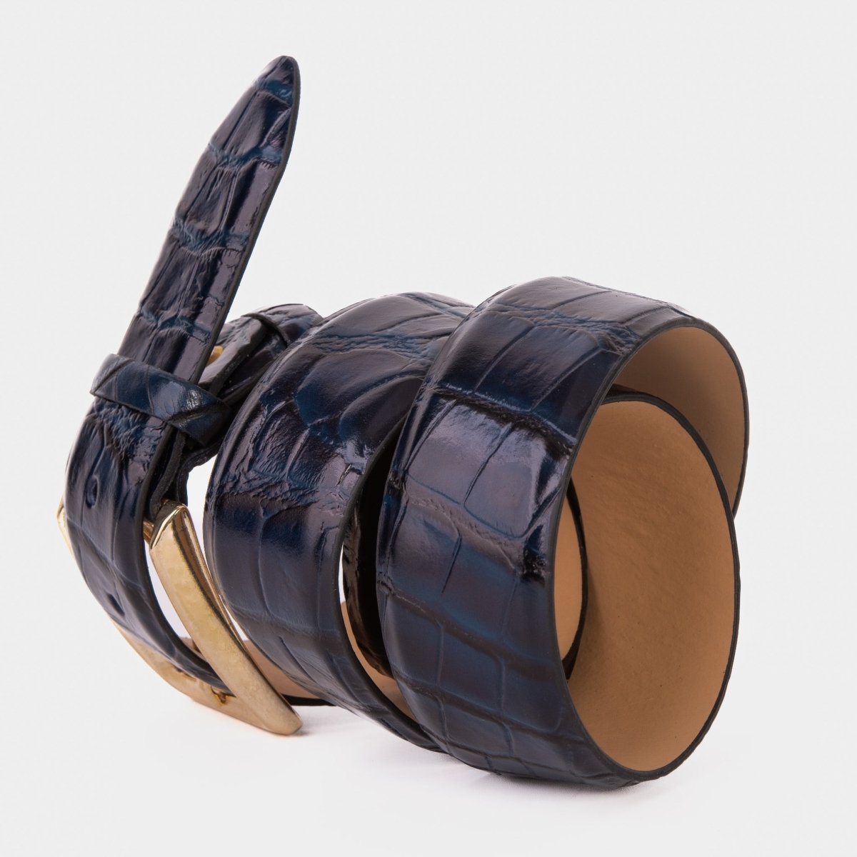 The Strat Navy Blue Leather Belt - TLW Shoes