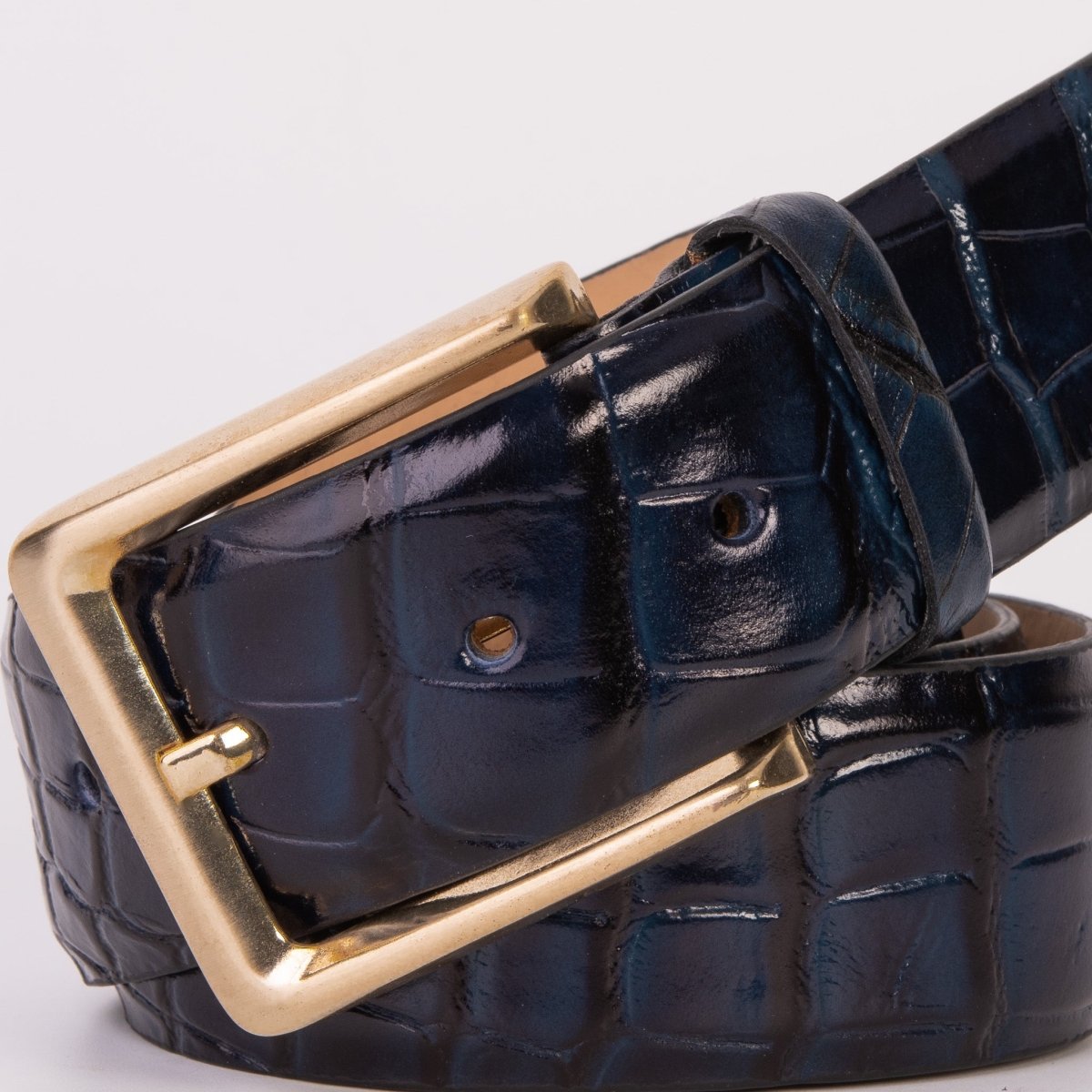 The Strat Navy Blue Leather Belt - TLW Shoes