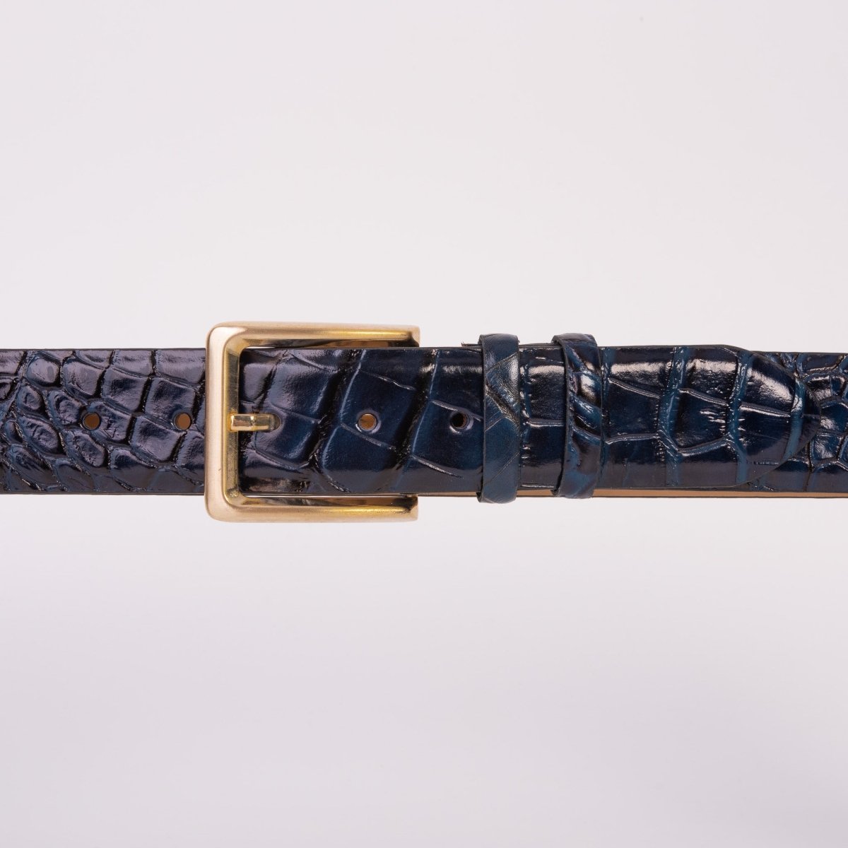 The Strat Navy Blue Leather Belt - TLW Shoes