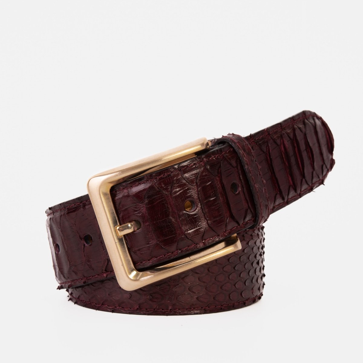 The Bethesda Burgundy pythn Sneak Leather Belt - TLW Shoes