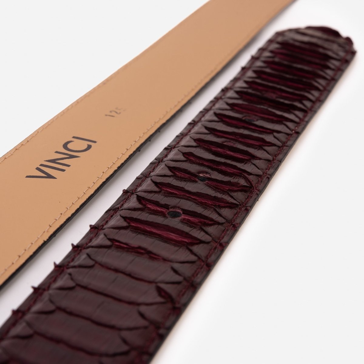 The Bethesda Burgundy pythn Sneak Leather Belt - TLW Shoes