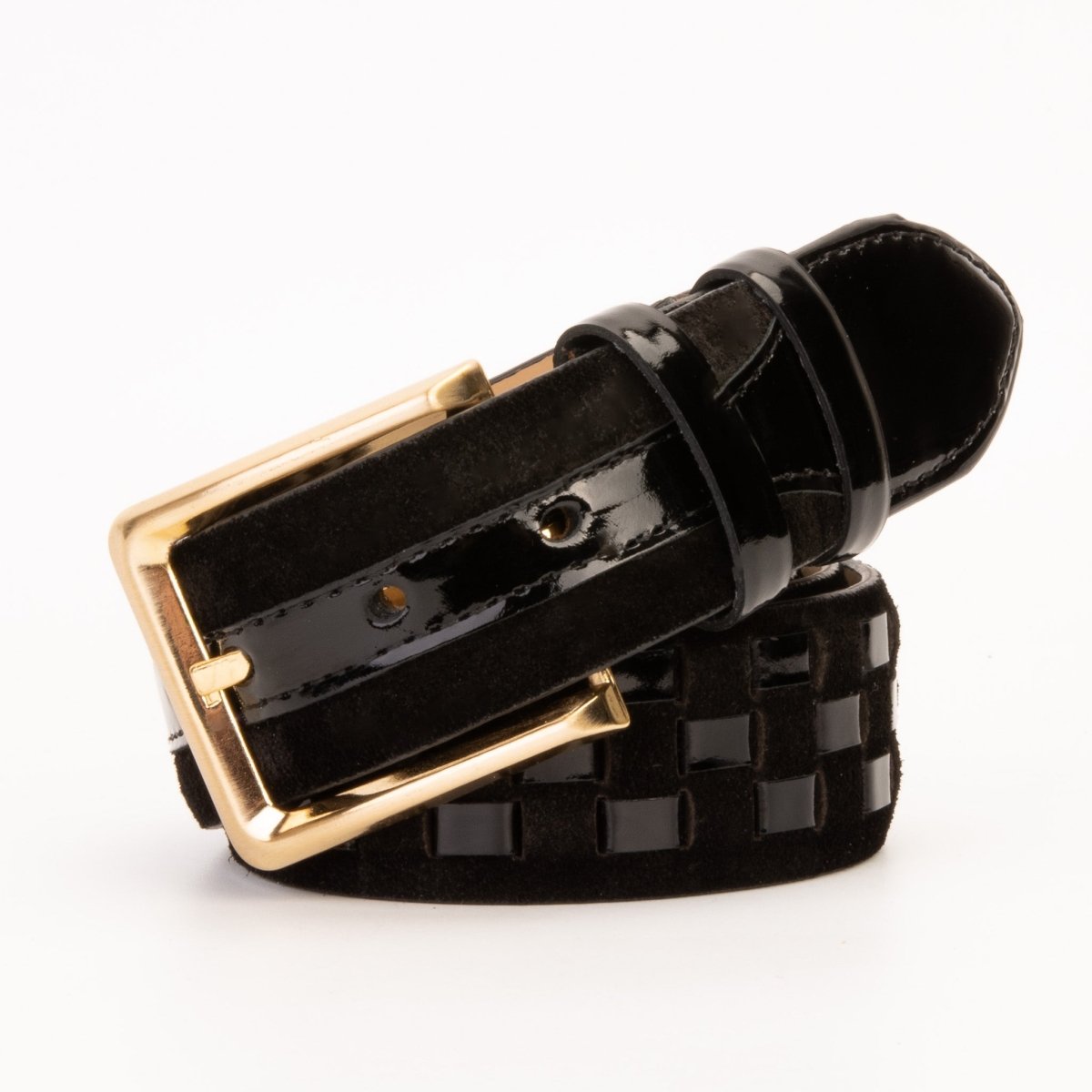 The Eugene Black & Gold Woven Leather Belt - TLW Shoes