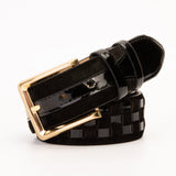 The Eugene Black & Gold Woven Leather Belt - TLW Shoes
