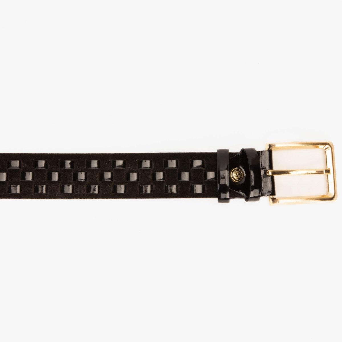 The Eugene Black & Gold Woven Leather Belt - TLW Shoes