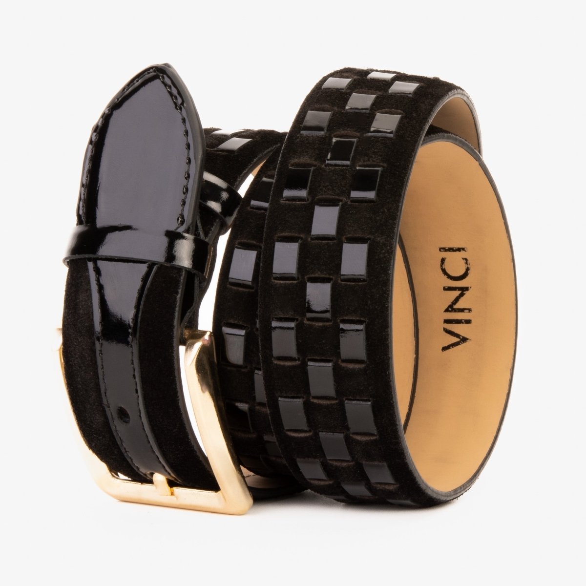 The Eugene Black & Gold Woven Leather Belt - TLW Shoes