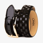 The Eugene Black & Gold Woven Leather Belt - TLW Shoes