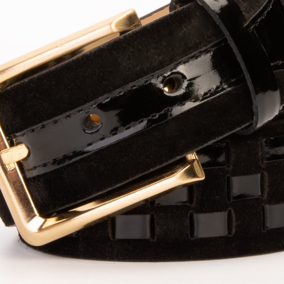 The Eugene Black & Gold Woven Leather Belt - TLW Shoes
