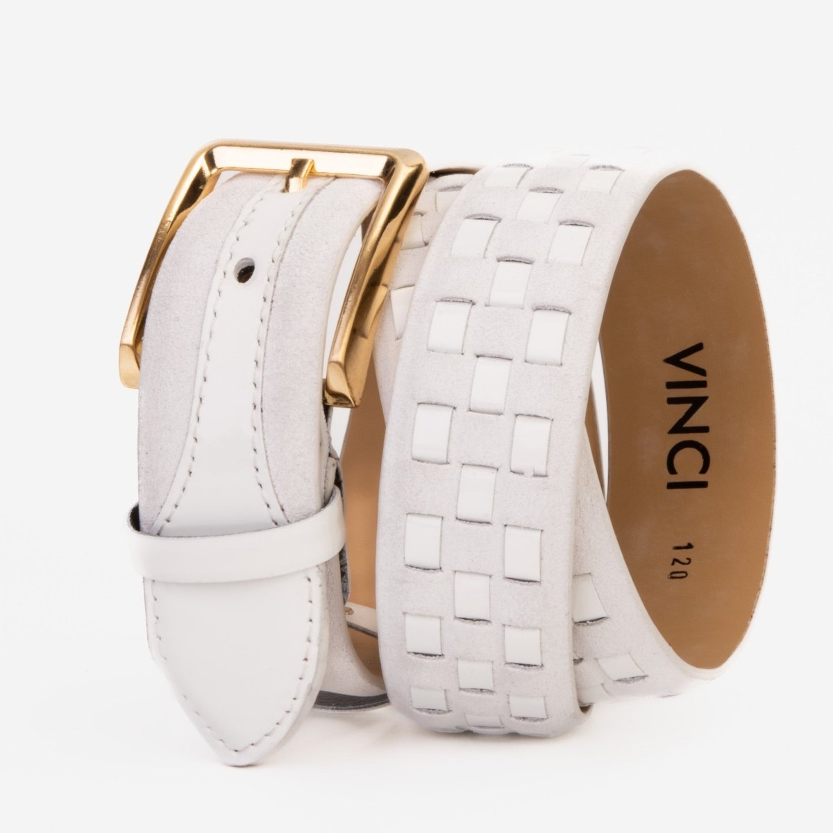 The Eugene White & Gold Woven Leather Belt - TLW Shoes