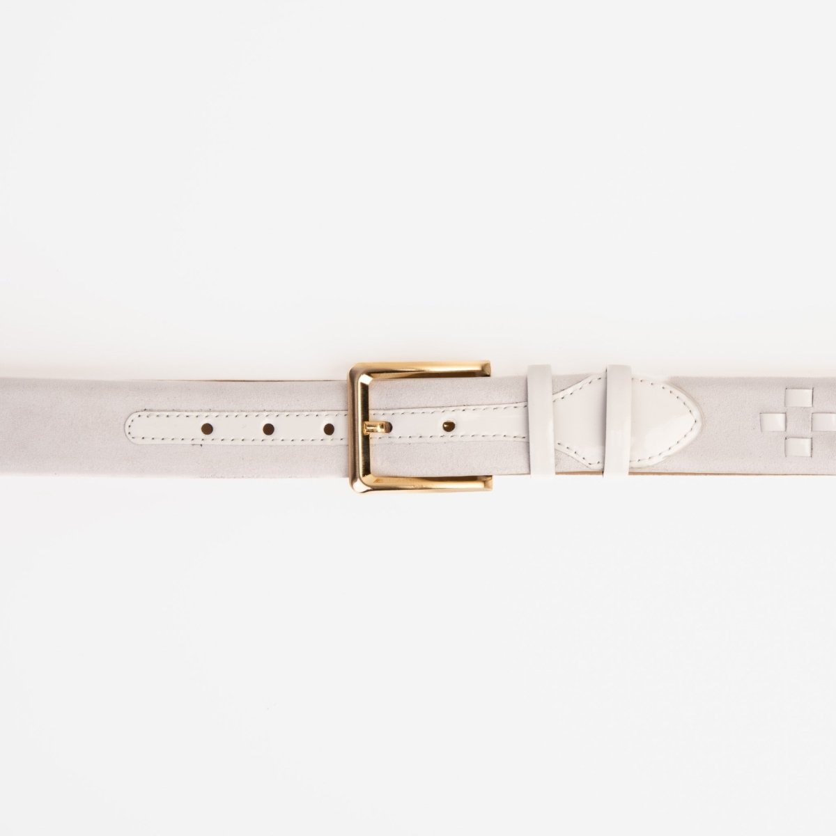 The Eugene White & Gold Woven Leather Belt - TLW Shoes