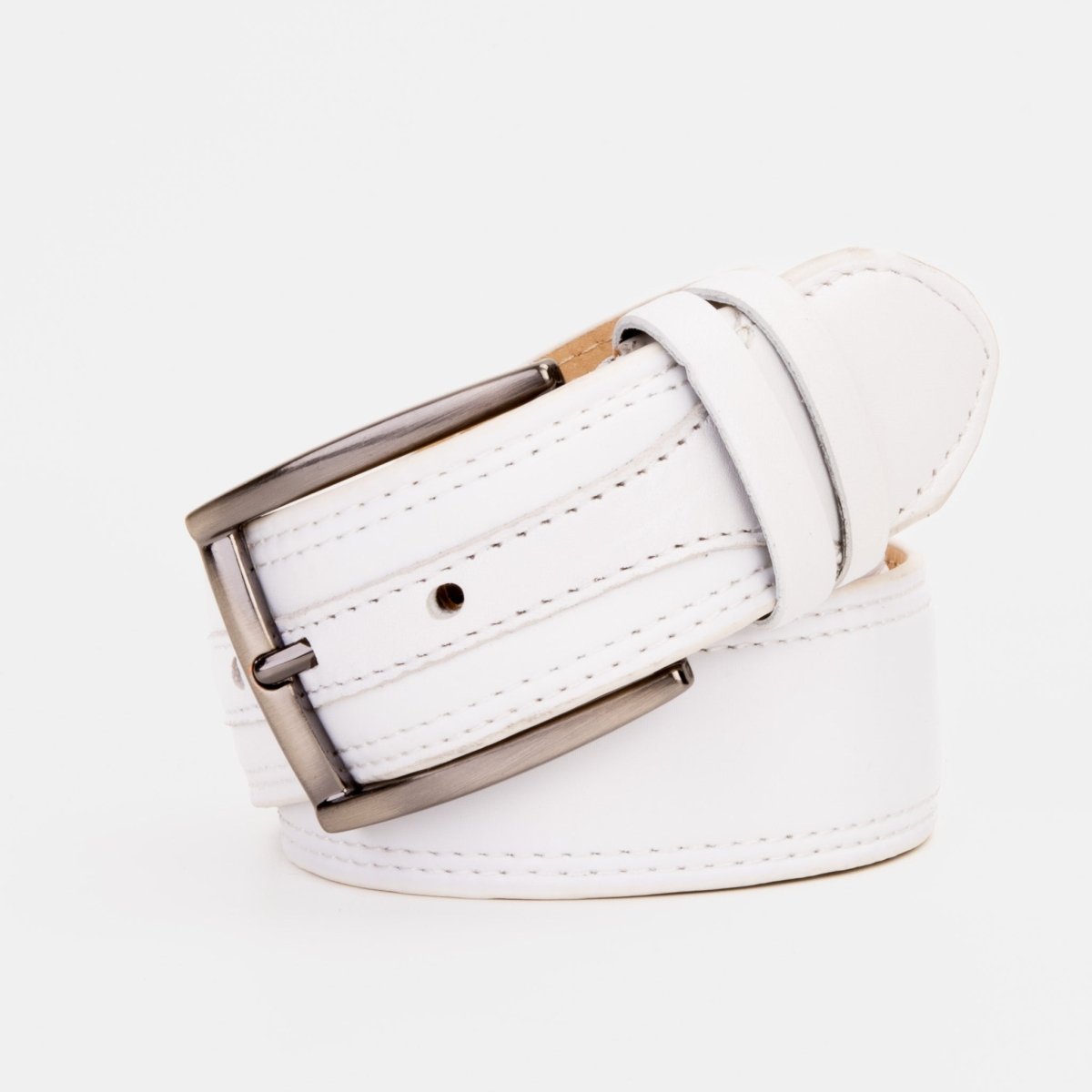 The Lexington White Leather Belt - TLW Shoes