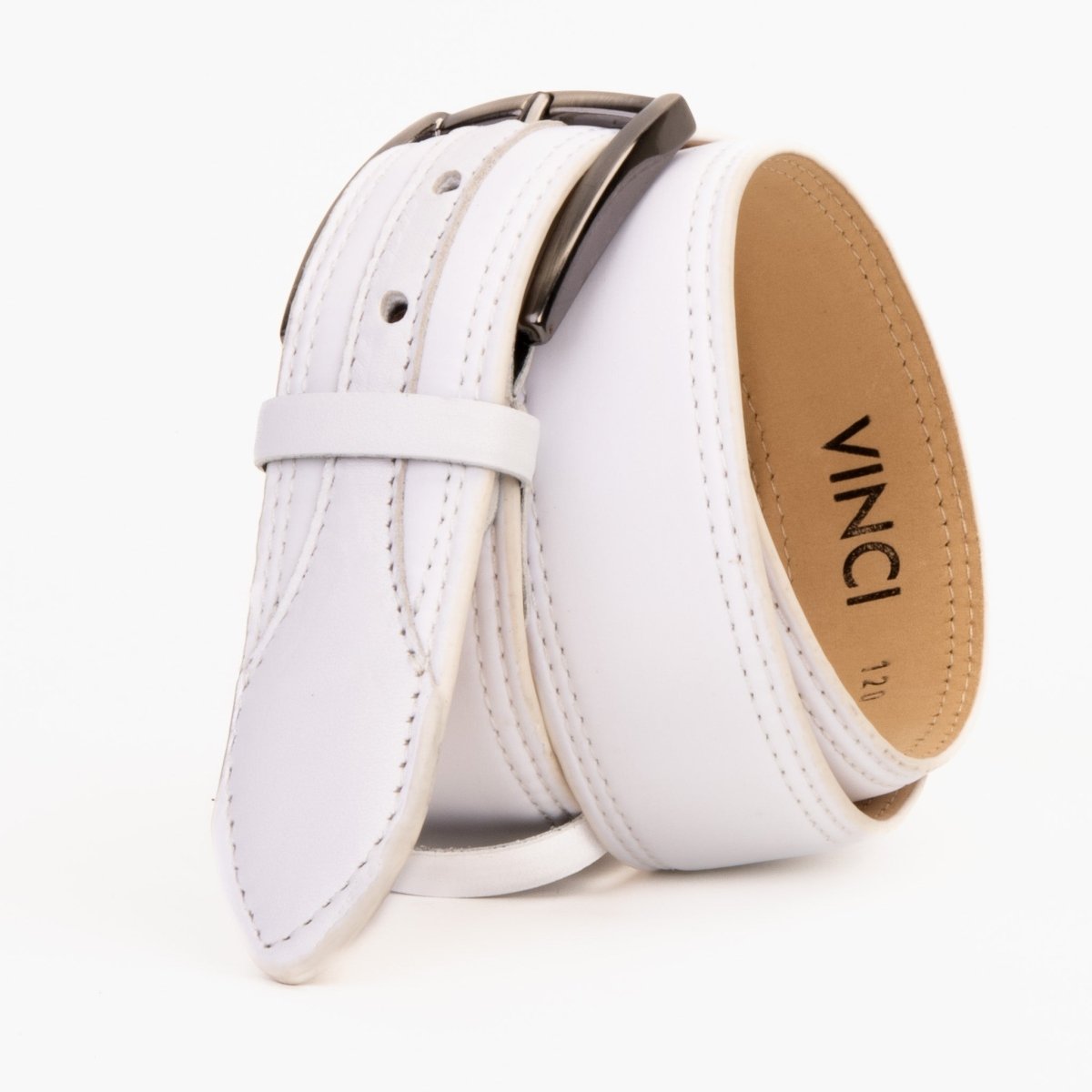 The Lexington White Leather Belt - TLW Shoes