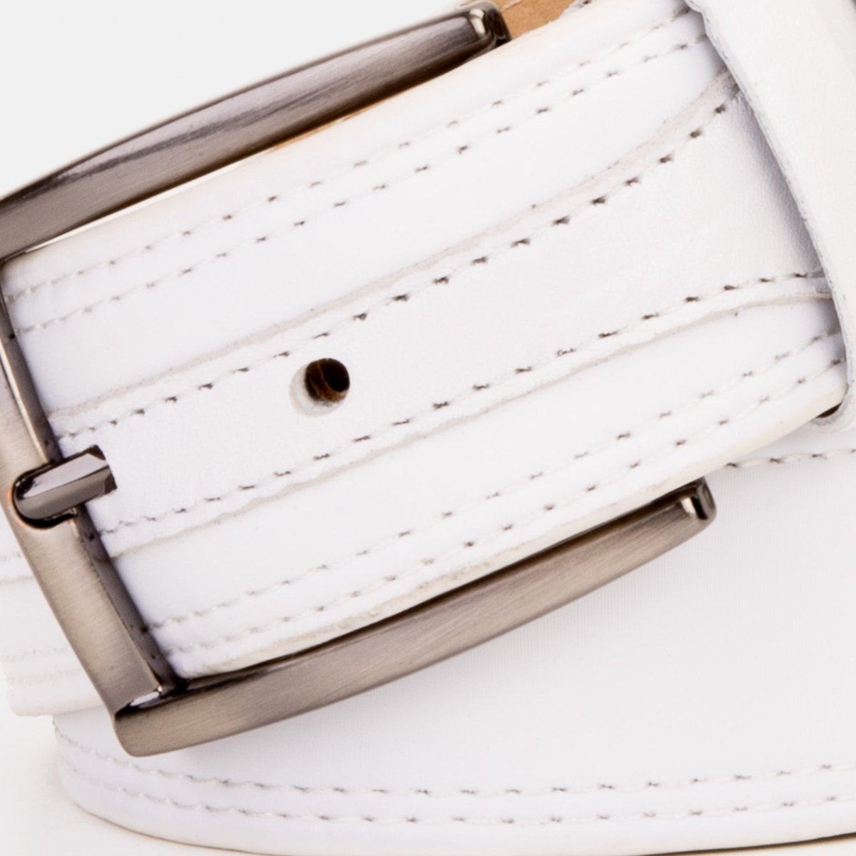 The Lexington White Leather Belt - TLW Shoes