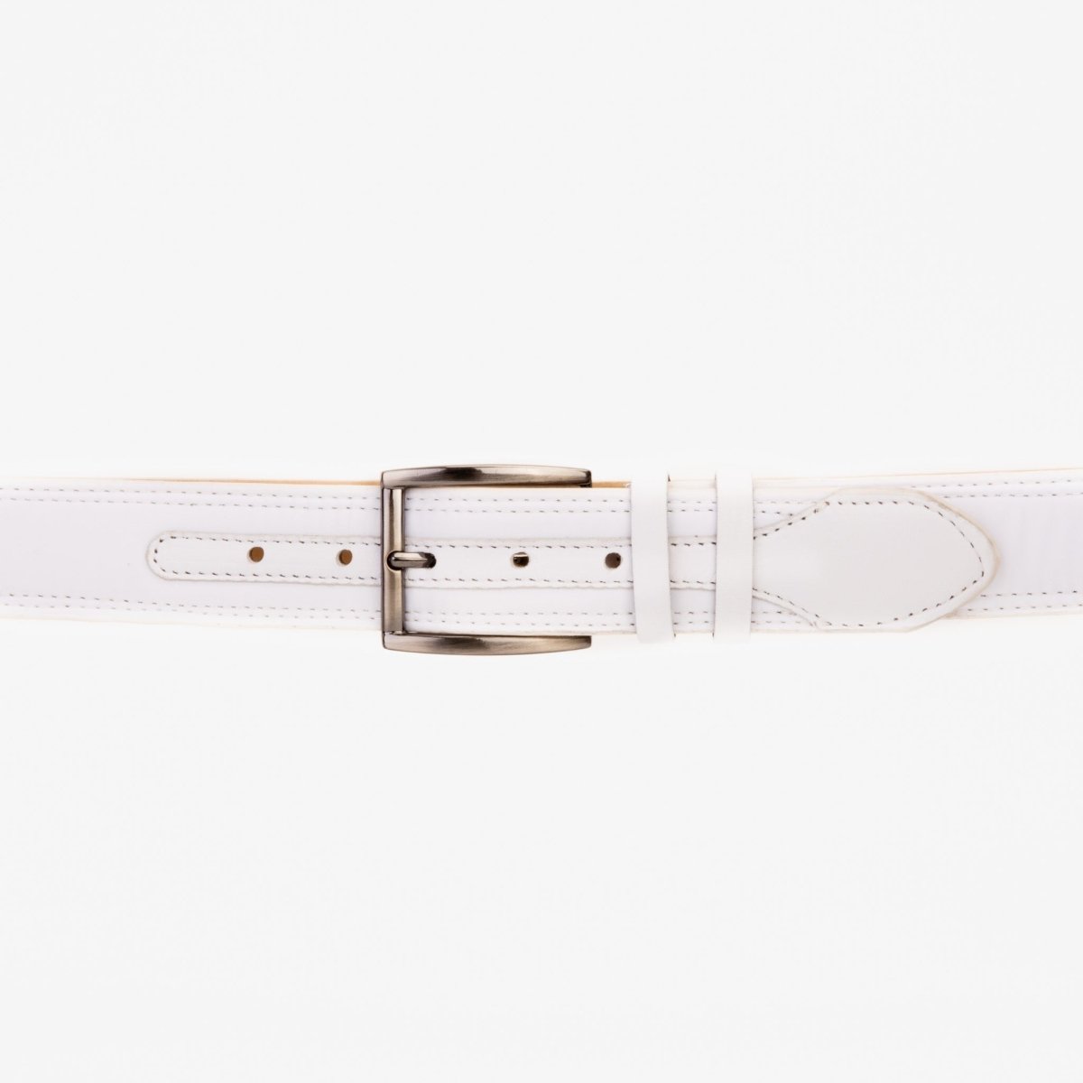 The Lexington White Leather Belt - TLW Shoes